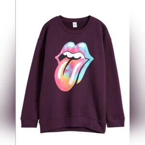 Treasure & Bond Kid's Oversize Sweatshirt In Purple Plum Rolling Stones Large